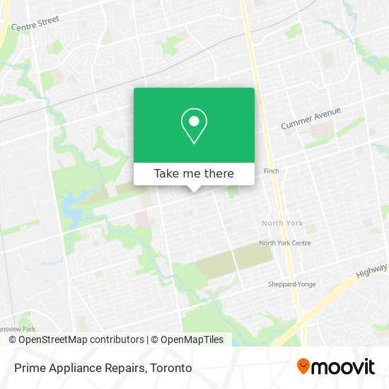 Prime Appliance Repairs map