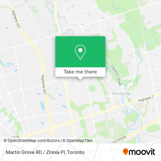 Martin Grove RD / Zinnia Pl map