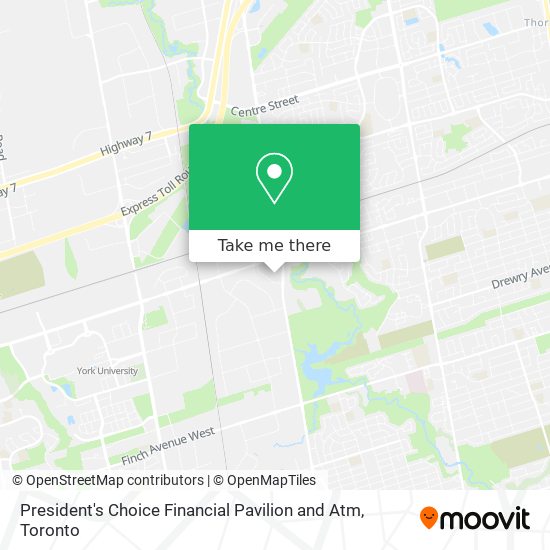 President's Choice Financial Pavilion and Atm map