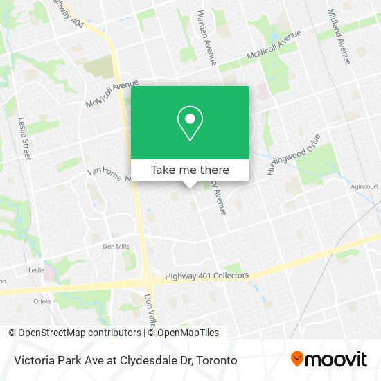 Victoria Park Ave at Clydesdale Dr map