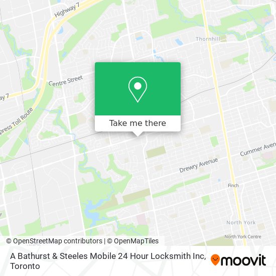 A Bathurst & Steeles Mobile 24 Hour Locksmith Inc map