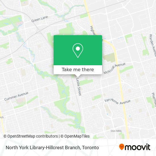 North York Library-Hillcrest Branch map