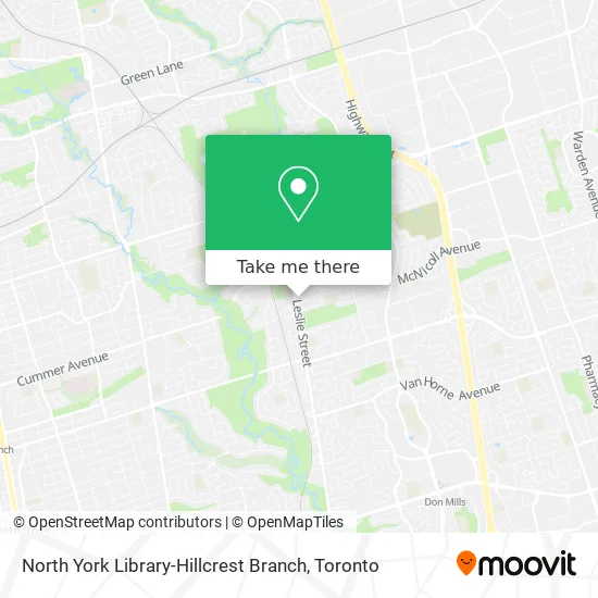 North York Library-Hillcrest Branch map