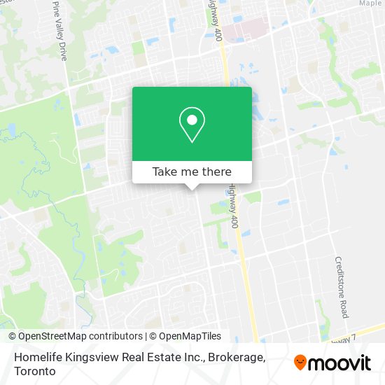 Homelife Kingsview Real Estate Inc., Brokerage map