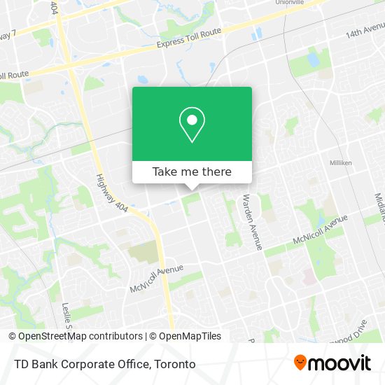 TD Bank Corporate Office map