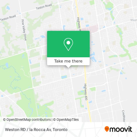 Weston RD / la Rocca Av map