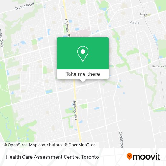 Health Care Assessment Centre map