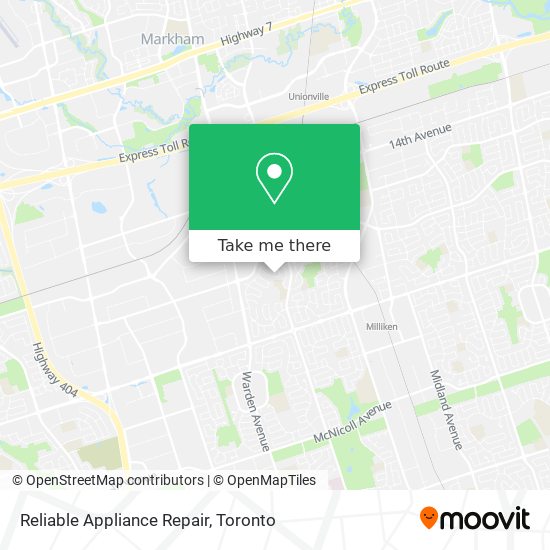 Reliable Appliance Repair map