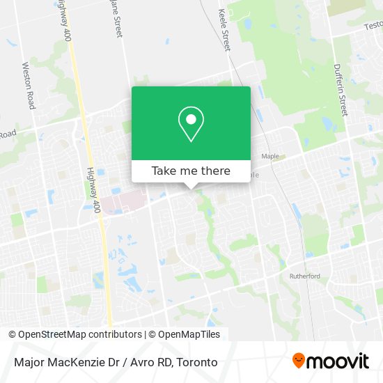 Major MacKenzie Dr / Avro RD map
