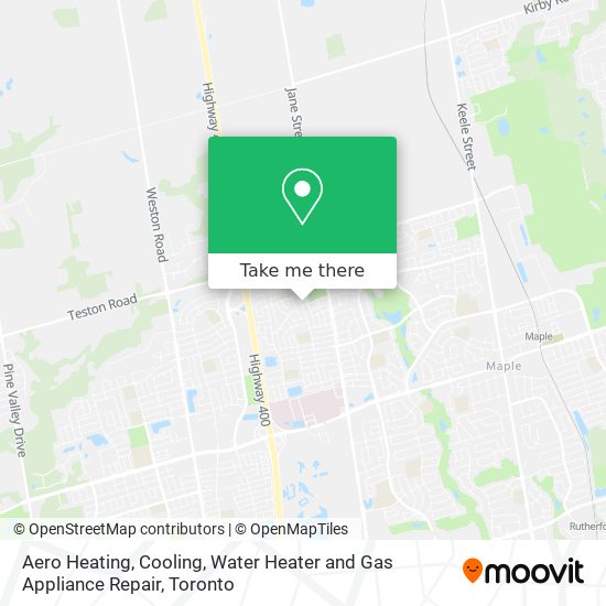 Aero Heating, Cooling, Water Heater and Gas Appliance Repair map
