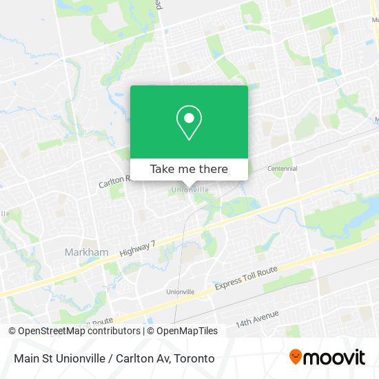 Main St Unionville / Carlton Av map