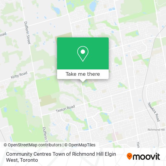 Community Centres Town of Richmond Hill Elgin West map