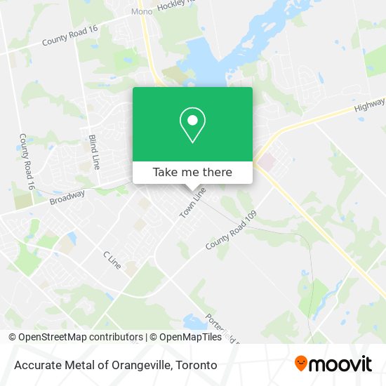 Accurate Metal of Orangeville map