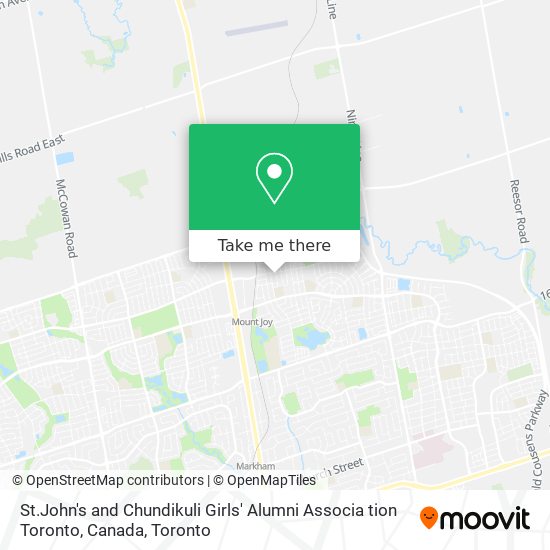 St.John's and Chundikuli Girls' Alumni Associa tion Toronto, Canada map