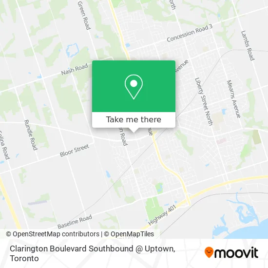Clarington Boulevard Southbound @ Uptown map