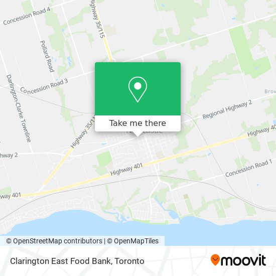 Clarington East Food Bank map