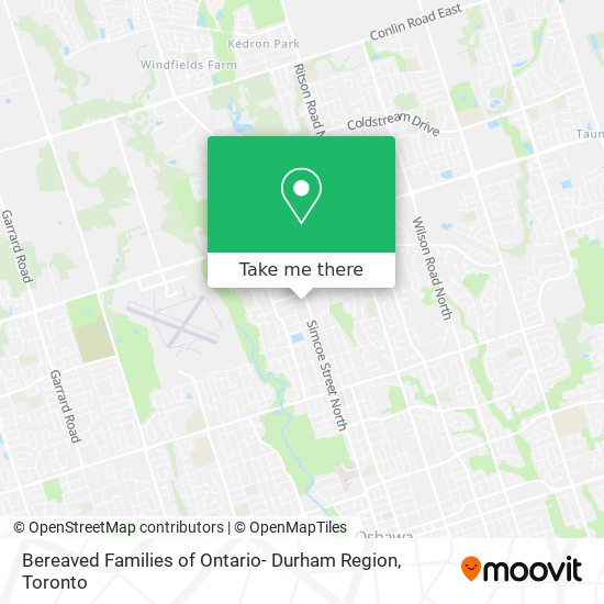 Bereaved Families of Ontario- Durham Region map