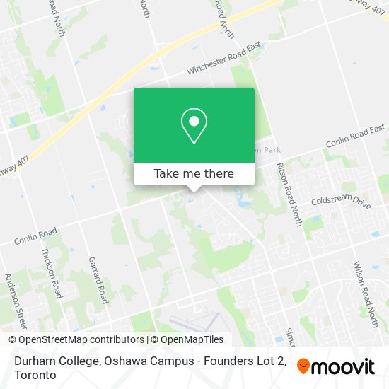 Durham College, Oshawa Campus - Founders Lot 2 map