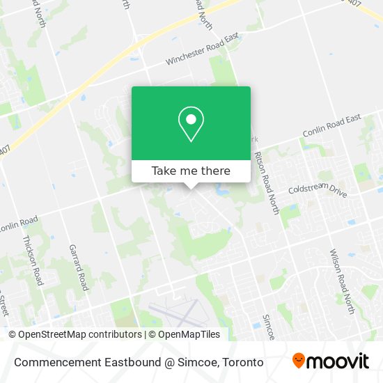 Commencement Eastbound @ Simcoe map