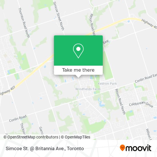 Simcoe St. @ Britannia Ave. map
