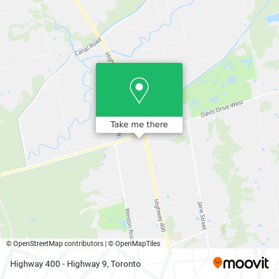 Highway 400 - Highway 9 map