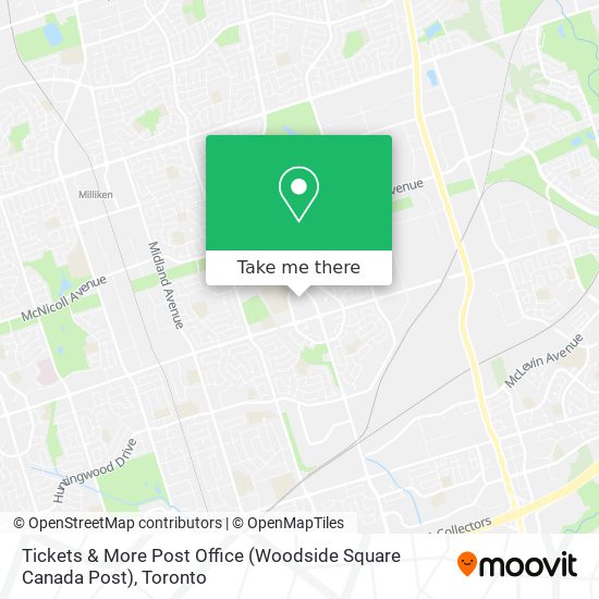 How to get to Tickets & More Post Office (Woodside Square Canada Post) in  Toronto by Bus or Train?