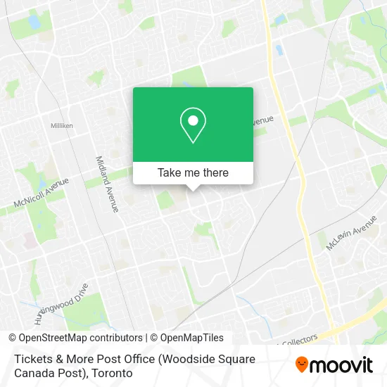 Tickets & More Post Office (Woodside Square Canada Post) map
