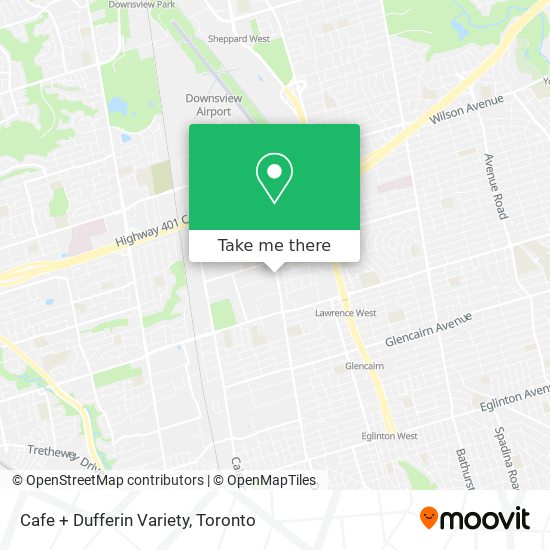 Cafe + Dufferin Variety map