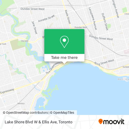 Lake Shore Blvd W & Ellis Ave map