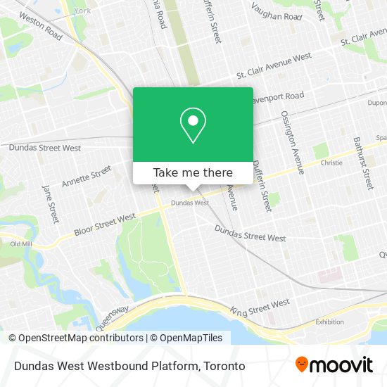 Dundas West Westbound Platform map