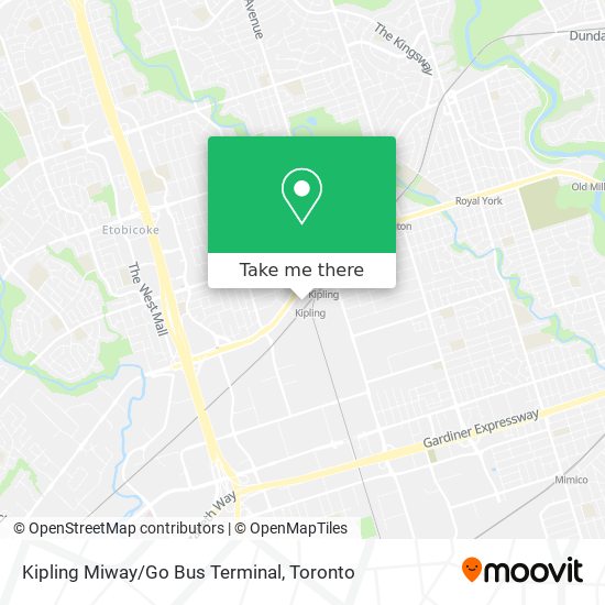 Kipling Miway/Go Bus Terminal map