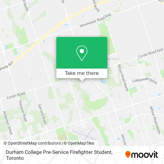 Durham College Pre-Service Firefighter Student map