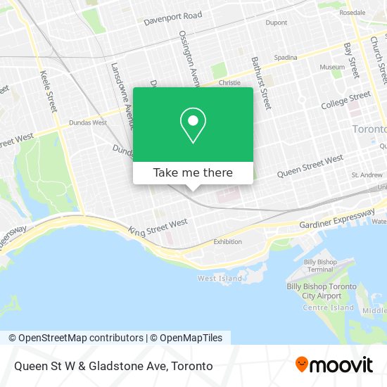 Queen St W & Gladstone Ave map
