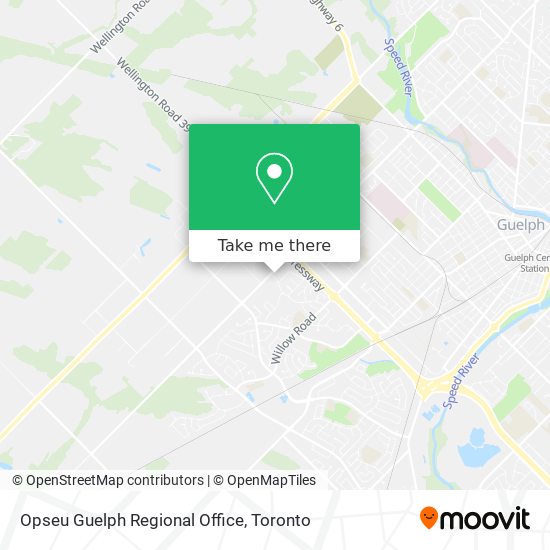 Opseu Guelph Regional Office map