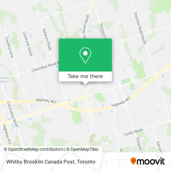 Whitby Brooklin Canada Post map