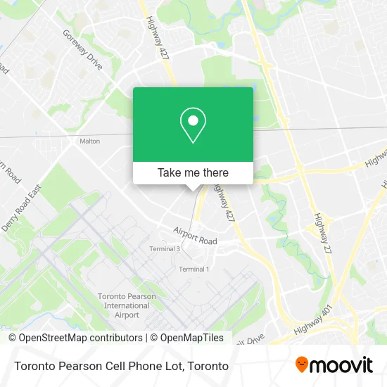 Toronto Pearson Cell Phone Lot map