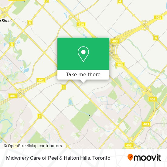 Midwifery Care of Peel & Halton Hills map