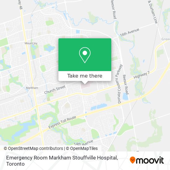 Emergency Room Markham Stouffville Hospital map