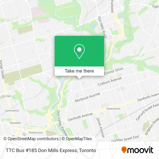 TTC Bus #185 Don Mills Express map