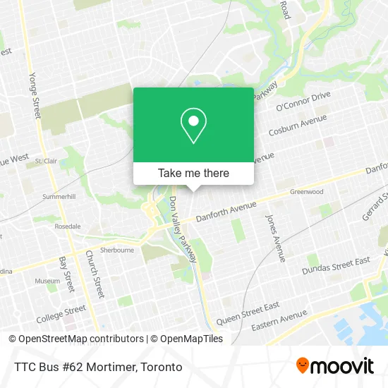 TTC Bus #62 Mortimer map