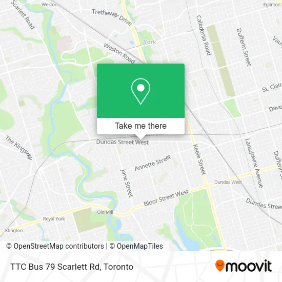 TTC Bus 79 Scarlett Rd map