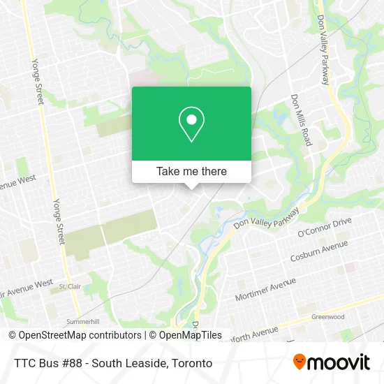 TTC Bus #88 - South Leaside map
