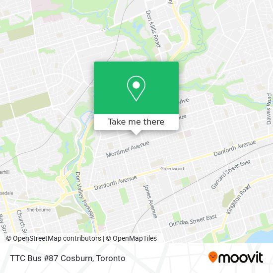 TTC Bus #87 Cosburn map