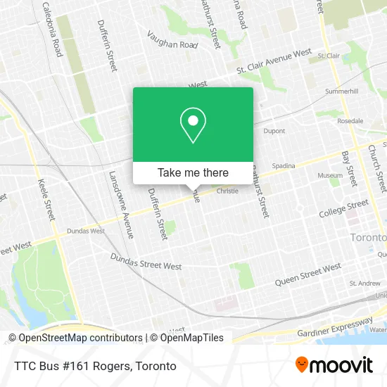 TTC Bus #161 Rogers map