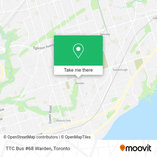 TTC Bus #68 Warden map