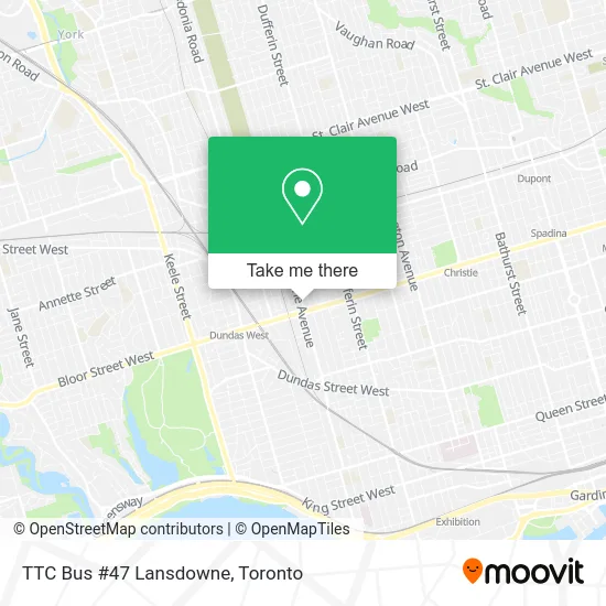 TTC Bus #47 Lansdowne map