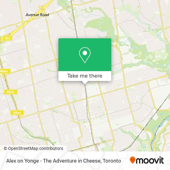 Alex on Yonge - The Adventure in Cheese map