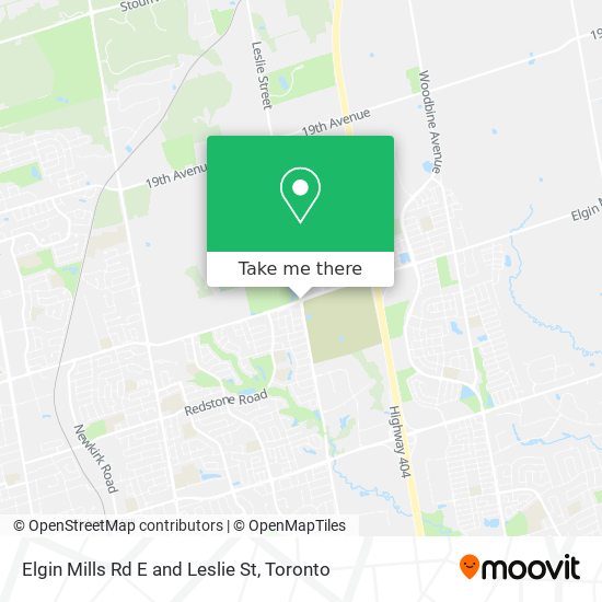Elgin Mills Rd E and Leslie St map