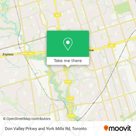 Don Valley Prkwy and York Mills Rd map
