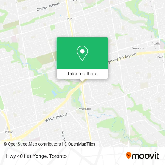 Hwy 401 at Yonge map